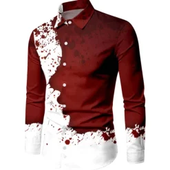 Men's Shirt Graphic Shirt Graphic Turndown Wine Blue Purple Green 3D Print Outdoor Halloween Long Sleeve Print Button-Down Clothing Apparel Vintage Cool Designer Casual