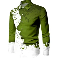 Men's Shirt Graphic Shirt Graphic Turndown Wine Blue Purple Green 3D Print Outdoor Halloween Long Sleeve Print Button-Down Clothing Apparel Vintage Cool Designer Casual