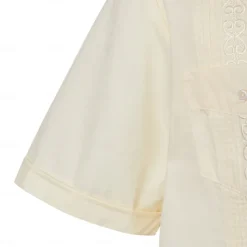 Men's Shirt Guayabera Shirt Light Yellow Black White Light Green Pink Short Sleeve Turndown School Performance Embroidered Clothing Apparel Elegant Vacation Vintage Neutral