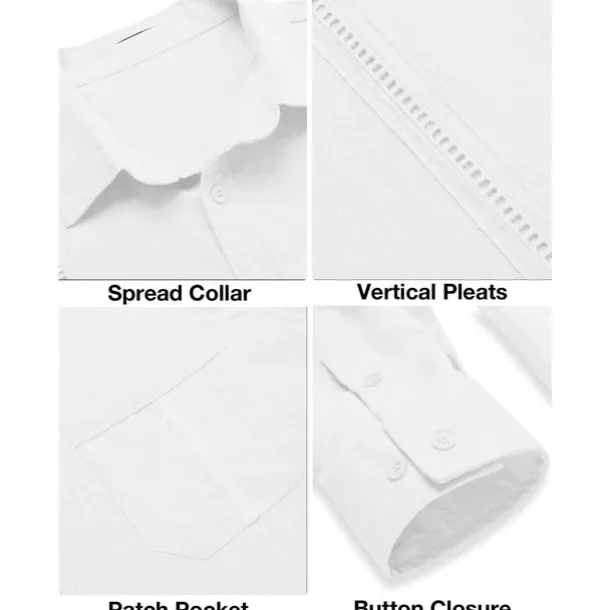 Men's Shirt Guayabera Shirt Linen Shirt Button Up Shirt Summer Shirt Beach Shirt Black White Navy Blue Long Sleeve Plain Turndown Spring & Summer Casual Daily Clothing Apparel Patchwork