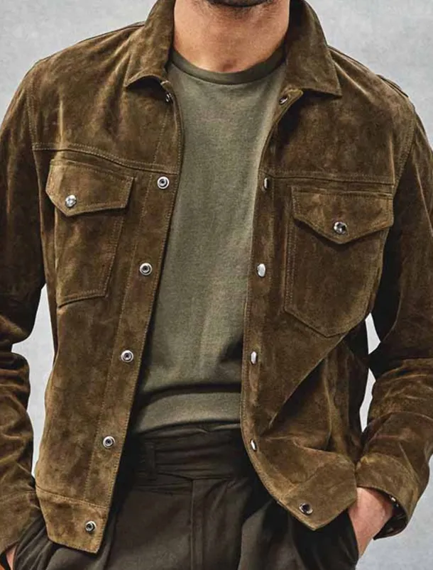 Men's Shirt Jacket Corduroy Jacket Casual Jacket Shacket Daily Vacation Breathable Pocket Spring & Fall Plain Fashion Classic Lapel Regular Army Green Jacket