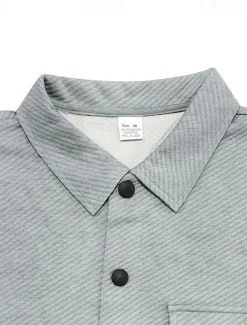 Men's Shirt Jacket Transition Jacket Daily Lightweight Jacquard Summer Spring Plain Classic Lapel Black White Khaki Light Grey Dark Gray Jacket