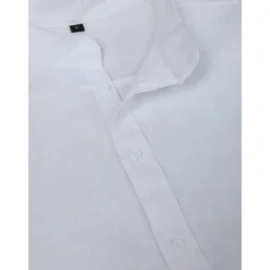 Men's Shirt Linen Shirt Band Collar Shirt Summer Shirt Beach Wear Button Up Shirt Plain Vacation Curise Black White Blue Orange Short Sleeve Band Collar Summer Clothing Apparel