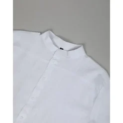 Men's Shirt Linen Shirt Band Collar Shirt Summer Shirt Beach Wear Button Up Shirt Plain Vacation Curise Black White Blue Orange Short Sleeve Band Collar Summer Clothing Apparel