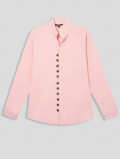 Men&#039;s Shirt Linen Shirt Beach Shirt Button Up Shirt Plain Casual Daily Black White Pink Orange Long Sleeve Band Collar Spring &amp; Summer Clothing Apparel