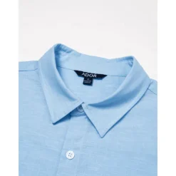 Men's Shirt Linen Shirt Blue Long Sleeve Solid Color Fold-over Collar Spring & Summer Street Daily Clothing Apparel