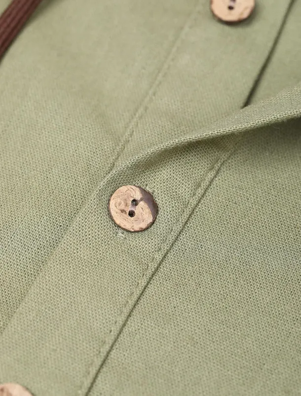 Men's Shirt Linen Shirt Calico Shirt Hooded Shirt Stripes Casual Daily White Blue Brown Green Long Sleeve Hooded Spring & Summer Clothing Apparel