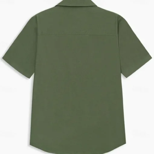 Men's Shirt Linen Shirt Cuban Collar Shirt Black Blue Brown Green Short Sleeve Solid Color Spring & Summer Street Daily Clothing Apparel
