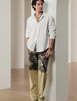 Men's Shirt Linen Shirt Solid Color Casual Daily White Pink Navy Blue Blue Long Sleeve Collar Spring & Summer Clothing Apparel Button-Down