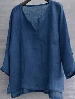 Men's Shirt Linen Shirt Summer Shirt Beach Wear Solid Color Street Hawaiian ArmyGreen Black White Orange Long Sleeve Collar Clothing Apparel