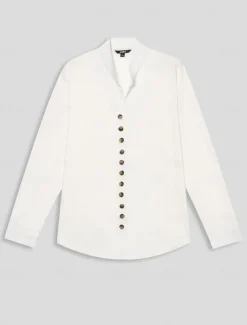 Men's Shirt Linen Shirt Summer Shirt Casual Shirt Beach Shirt Button Up Shirt Plain Casual Daily Black White Pink Blue Long Sleeve Stand Collar Spring & Summer Clothing Apparel