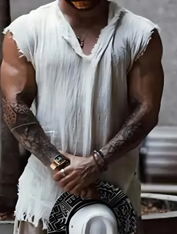 Men's Shirt Linen Shirt Viking Style Summer Shirt Beach Wear Plain Vacation Hawaiian White Wine Blue Dark Grey Sleeveless V Neck Summer Clothing Apparel