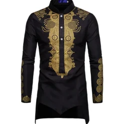 Men's Shirt Modern African Outfits African Print Dashiki Masquerade Adults Shirt Party