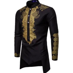 Men's Shirt Modern African Outfits African Print Dashiki Masquerade Adults Shirt Party