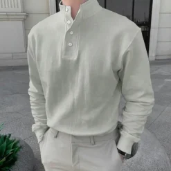 Men's Shirt Popover Shirt Summer Shirt Casual Shirt Black Pink Light Grey Gray Long Sleeve Solid Color Standing Collar Street Daily Clothing Apparel Fashion Casual Comfortable