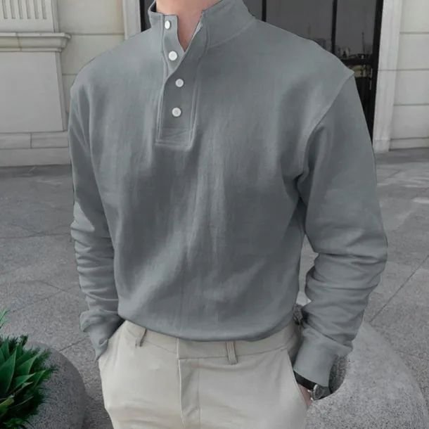 Men's Shirt Popover Shirt Summer Shirt Casual Shirt Black Pink Light Grey Gray Long Sleeve Solid Color Standing Collar Street Daily Clothing Apparel Fashion Casual Comfortable