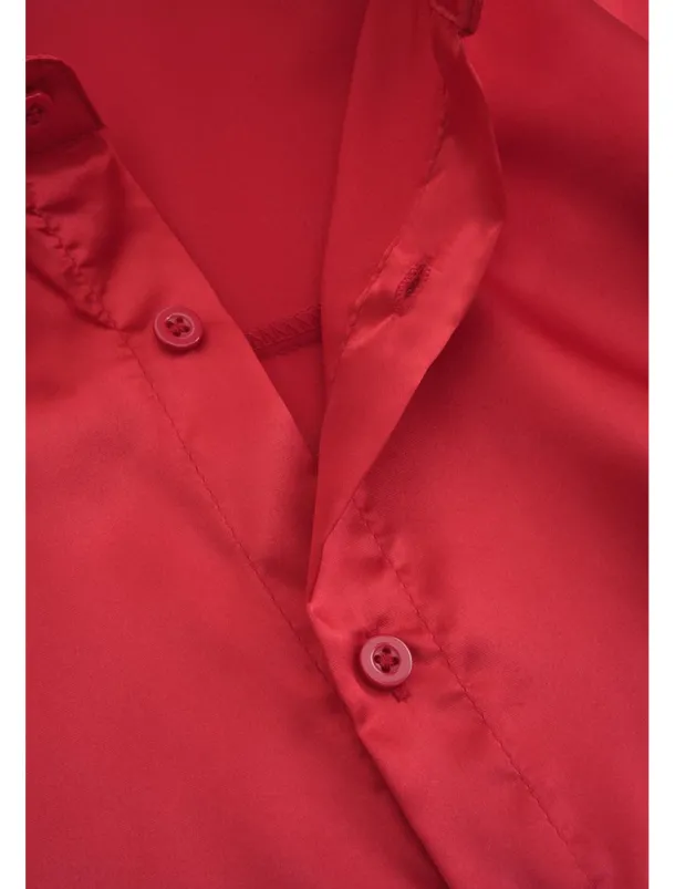 Men's Shirt Satin Shirt Casual Shirt Button Up Shirt Black Yellow Blue Red Light Grey Long Sleeve Plain Lapel Vacation Daily Clothing Apparel Fashion Casual Comfortable