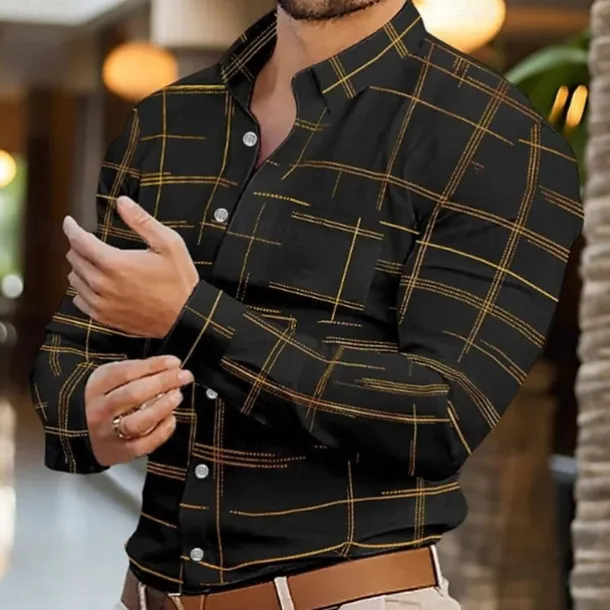 Men's Shirt Summer Shirt Casual Shirt Beach Shirt Button Up Shirt Black White Wine Royal Blue Purple Long Sleeve Printing Lapel Vacation Hawaiian Clothing Apparel Polyester Fashion Casual Comfortable