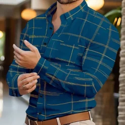 Men's Shirt Summer Shirt Casual Shirt Beach Shirt Button Up Shirt Black White Wine Royal Blue Purple Long Sleeve Printing Lapel Vacation Hawaiian Clothing Apparel Polyester Fashion Casual Comfortable