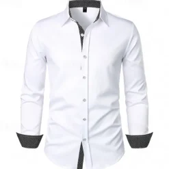 Men's Shirt Summer Shirt Casual Shirt Beach Shirt Collared Shirt Button Up Shirt Black White Red Long Sleeve Polka Dot Lapel Vacation Hawaiian Pocket Clothing Apparel Polyester Fashion Casual