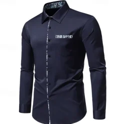 Men's Shirt Summer Shirt Casual Shirt Beach Shirt Collared Shirt Button Up Shirt Black White Navy Blue Long Sleeve Paisley Lapel Vacation Hawaiian Pocket Clothing Apparel Polyester Fashion Casual