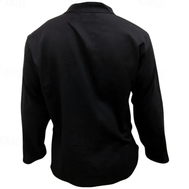 Men's Shirt Summer Shirt Casual Shirt Beach Shirt Button Up Shirt Black Yellow Orange Army Green Dark Blue Long Sleeve Plain Band Collar Vacation Hawaiian Clothing Apparel Polyester Fashion Casual