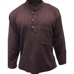 Men's Shirt Summer Shirt Casual Shirt Beach Shirt Button Up Shirt Black Yellow Orange Army Green Dark Blue Long Sleeve Plain Band Collar Vacation Hawaiian Clothing Apparel Polyester Fashion Casual