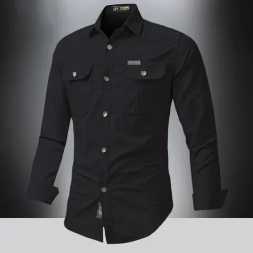 Men's Shirt Summer Shirt Casual Shirt Button Up Shirt Cargo Shirt Black White Red khaki Dark Blue Long Sleeve Plain Shirt Collar Vacation Hawaiian Pocket Clothing Apparel 100% Cotton Fashion Casual