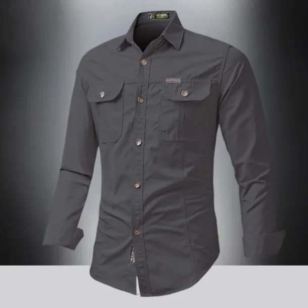 Men's Shirt Summer Shirt Casual Shirt Button Up Shirt Cargo Shirt Black White Red khaki Dark Blue Long Sleeve Plain Shirt Collar Vacation Hawaiian Pocket Clothing Apparel 100% Cotton Fashion Casual