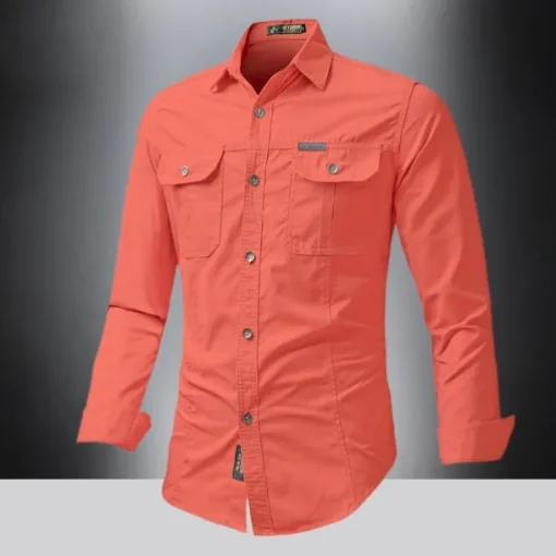 Men's Shirt Summer Shirt Casual Shirt Button Up Shirt Cargo Shirt Black White Red khaki Dark Blue Long Sleeve Plain Shirt Collar Vacation Hawaiian Pocket Clothing Apparel 100% Cotton Fashion Casual