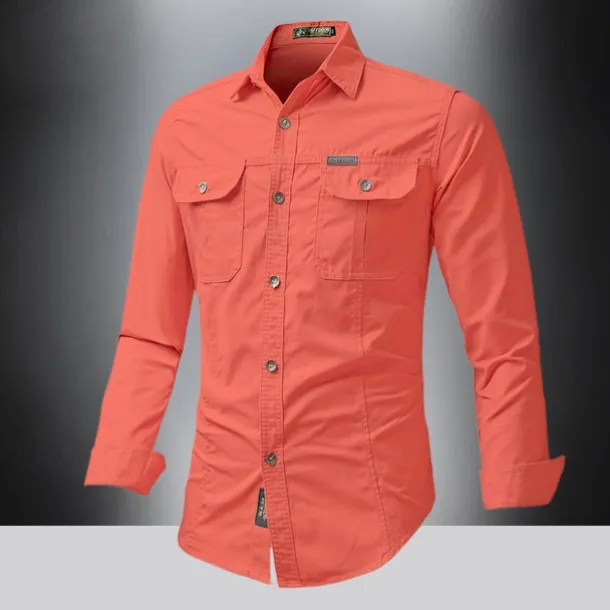 Men's Shirt Summer Shirt Casual Shirt Button Up Shirt Cargo Shirt Black White Red khaki Dark Blue Long Sleeve Plain Shirt Collar Vacation Hawaiian Pocket Clothing Apparel 100% Cotton Fashion Casual