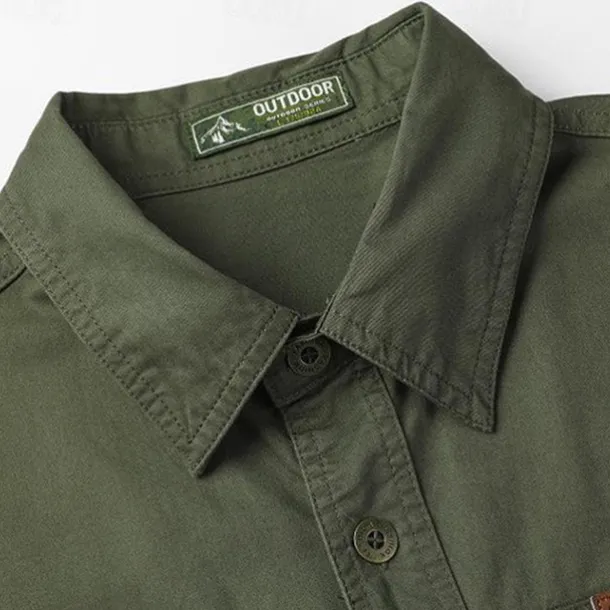 Men's Shirt Summer Shirt Casual Shirt Button Up Shirt Cargo Shirt Black White Red khaki Dark Blue Long Sleeve Plain Shirt Collar Vacation Hawaiian Pocket Clothing Apparel 100% Cotton Fashion Casual
