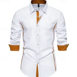 Men's Shirt Summer Shirt Casual Shirt Beach Shirt Collared Shirt Button Up Shirt Black White Burgundy Navy Blue Blue Long Sleeve Color Block Lapel Vacation Hawaiian Patchwork Clothing Apparel