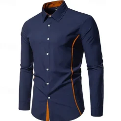 Men's Shirt Summer Shirt Casual Shirt Beach Shirt Collared Shirt Button Up Shirt Black White Burgundy Navy Blue Blue Long Sleeve Color Block Lapel Vacation Hawaiian Patchwork Clothing Apparel