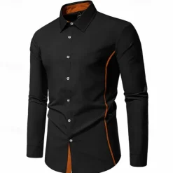 Men's Shirt Summer Shirt Casual Shirt Beach Shirt Collared Shirt Button Up Shirt Black White Burgundy Navy Blue Blue Long Sleeve Color Block Lapel Vacation Hawaiian Patchwork Clothing Apparel