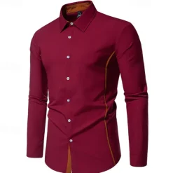 Men's Shirt Summer Shirt Casual Shirt Beach Shirt Collared Shirt Button Up Shirt Black White Burgundy Navy Blue Blue Long Sleeve Color Block Lapel Vacation Hawaiian Patchwork Clothing Apparel