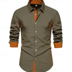 Men's Shirt Summer Shirt Casual Shirt Beach Shirt Collared Shirt Button Up Shirt Black White Burgundy Navy Blue Blue Long Sleeve Color Block Lapel Vacation Hawaiian Patchwork Clothing Apparel