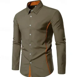 Men's Shirt Summer Shirt Casual Shirt Beach Shirt Collared Shirt Button Up Shirt Black White Burgundy Navy Blue Blue Long Sleeve Color Block Lapel Vacation Hawaiian Patchwork Clothing Apparel