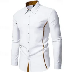 Men's Shirt Summer Shirt Casual Shirt Beach Shirt Collared Shirt Button Up Shirt Black White Burgundy Navy Blue Blue Long Sleeve Color Block Lapel Vacation Hawaiian Patchwork Clothing Apparel