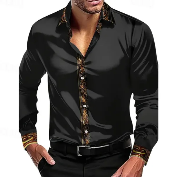 Men's Shirt Summer Shirt Casual Shirt Beach Shirt Collared Shirt Button Up Shirt Black White Wine Blue Green Long Sleeve Color Block Lapel Vacation Hawaiian Patchwork Clothing Apparel Polyester