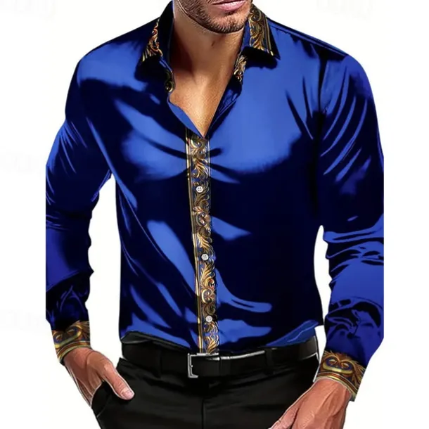 Men's Shirt Summer Shirt Casual Shirt Beach Shirt Collared Shirt Button Up Shirt Black White Wine Blue Green Long Sleeve Color Block Lapel Vacation Hawaiian Patchwork Clothing Apparel Polyester