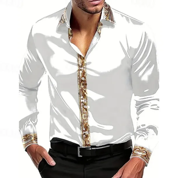 Men's Shirt Summer Shirt Casual Shirt Beach Shirt Collared Shirt Button Up Shirt Black White Wine Blue Green Long Sleeve Color Block Lapel Vacation Hawaiian Patchwork Clothing Apparel Polyester