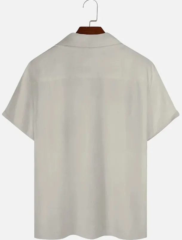 Men's Shirt Summer Shirt Casual Shirt Cuban Collar Shirt Bowling Shirt Button Up Shirt Green Dark Blue Gray Short Sleeve Color Block Camp Collar Vacation Daily Print Clothing Apparel Cotton Cotton