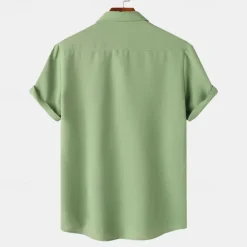 Men's Shirt Summer Shirt Casual Shirt Beach Shirt Button Up Shirt White Light Green Navy Blue Blue Purple Short Sleeve Plain Lapel Vacation Hawaiian Pocket Clothing Apparel Polyester Fashion Casual