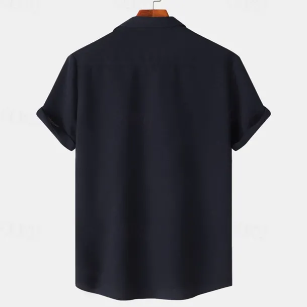 Men's Shirt Summer Shirt Casual Shirt Beach Shirt Button Up Shirt White Light Green Navy Blue Blue Purple Short Sleeve Plain Lapel Vacation Hawaiian Pocket Clothing Apparel Polyester Fashion Casual