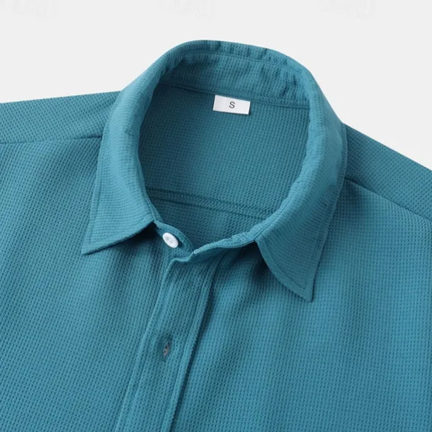 Men's Shirt Summer Shirt Casual Shirt Beach Shirt Button Up Shirt White Light Green Navy Blue Blue Purple Short Sleeve Plain Lapel Vacation Hawaiian Pocket Clothing Apparel Polyester Fashion Casual