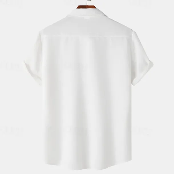 Men's Shirt Summer Shirt Casual Shirt Beach Shirt Button Up Shirt White Light Green Navy Blue Blue Purple Short Sleeve Plain Lapel Vacation Hawaiian Pocket Clothing Apparel Polyester Fashion Casual