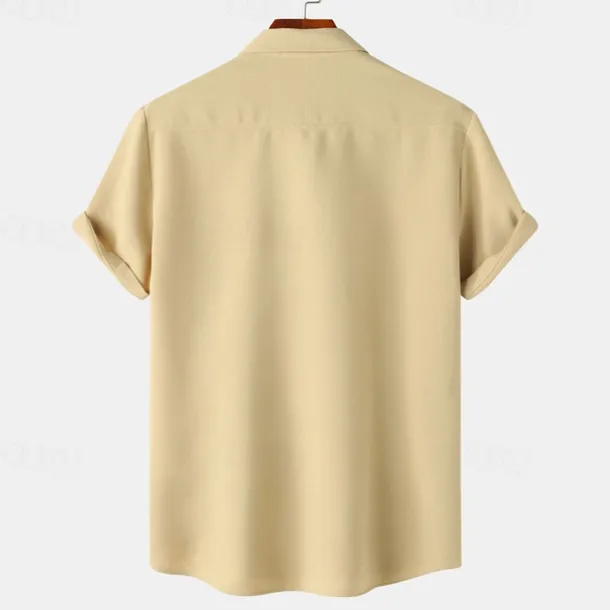 Men's Shirt Summer Shirt Casual Shirt Beach Shirt Button Up Shirt White Light Green Navy Blue Blue Purple Short Sleeve Plain Lapel Vacation Hawaiian Pocket Clothing Apparel Polyester Fashion Casual