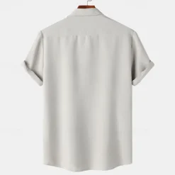 Men's Shirt Summer Shirt Casual Shirt Beach Shirt Button Up Shirt White Light Green Navy Blue Blue Purple Short Sleeve Plain Lapel Vacation Hawaiian Pocket Clothing Apparel Polyester Fashion Casual