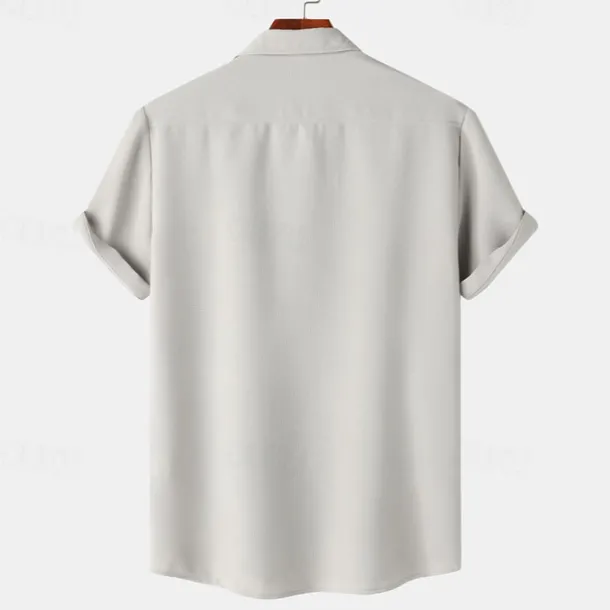 Men's Shirt Summer Shirt Casual Shirt Beach Shirt Button Up Shirt White Light Green Navy Blue Blue Purple Short Sleeve Plain Lapel Vacation Hawaiian Pocket Clothing Apparel Polyester Fashion Casual